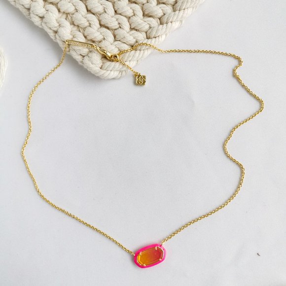 Authentic Kendra Scott Elisa Enamel Framed - Gold Sunset Illusion Necklace - Picture 2 of 3